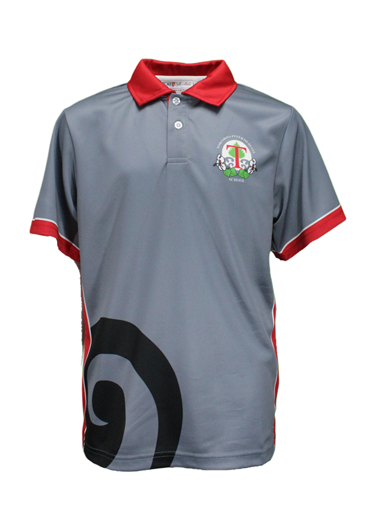 Tokoroa Intermediate School Polo SS Grey/Red/Black